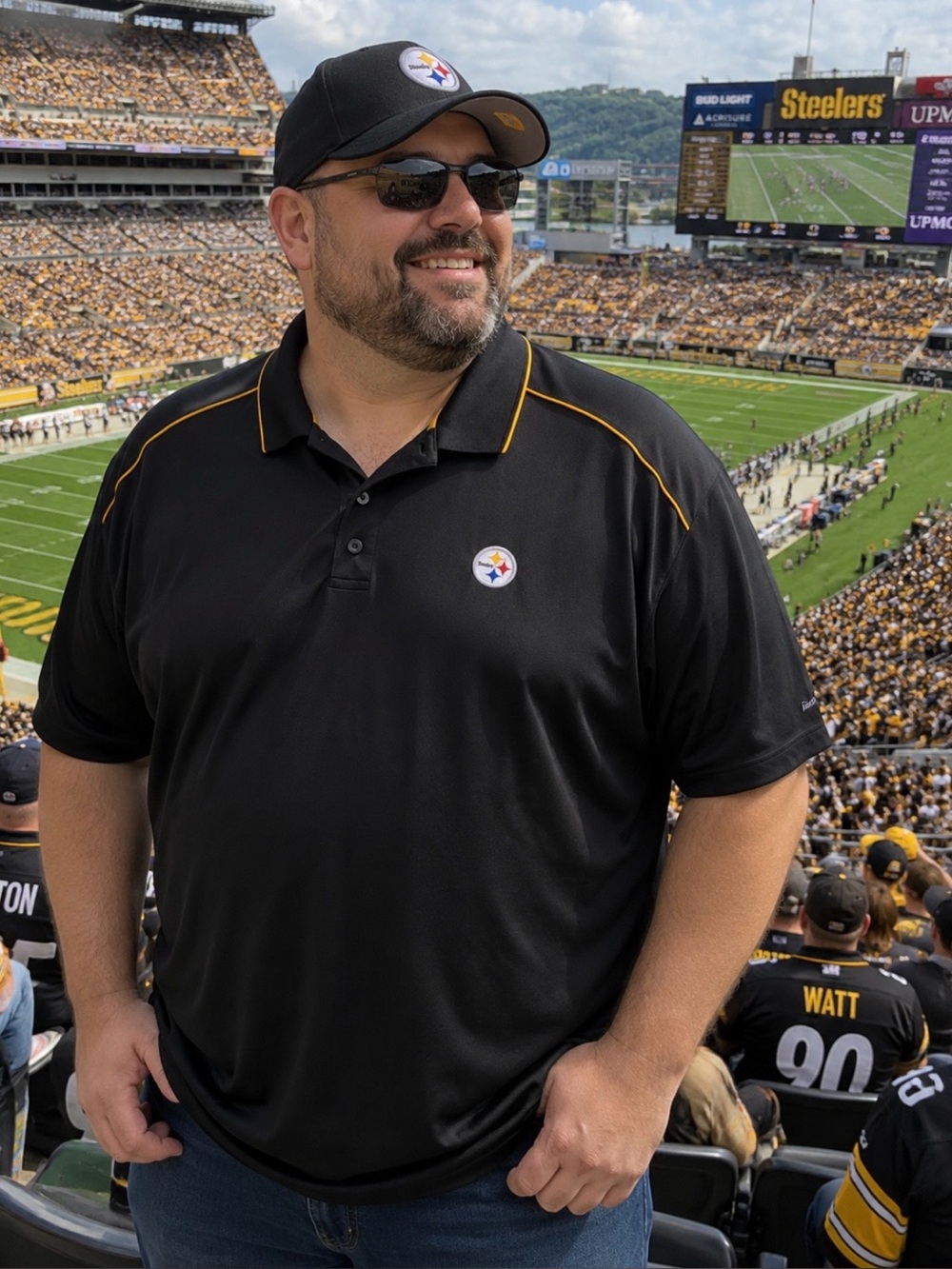 Reebok Pittsburgh Steelers NFL Black Polo Shirt Men’s